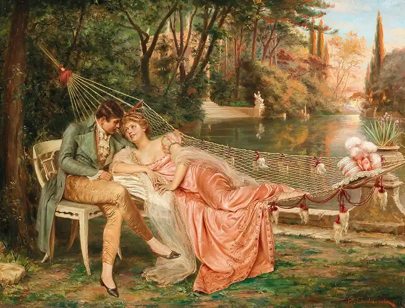 Flirting in the Park of the Villa Borghese, Rome